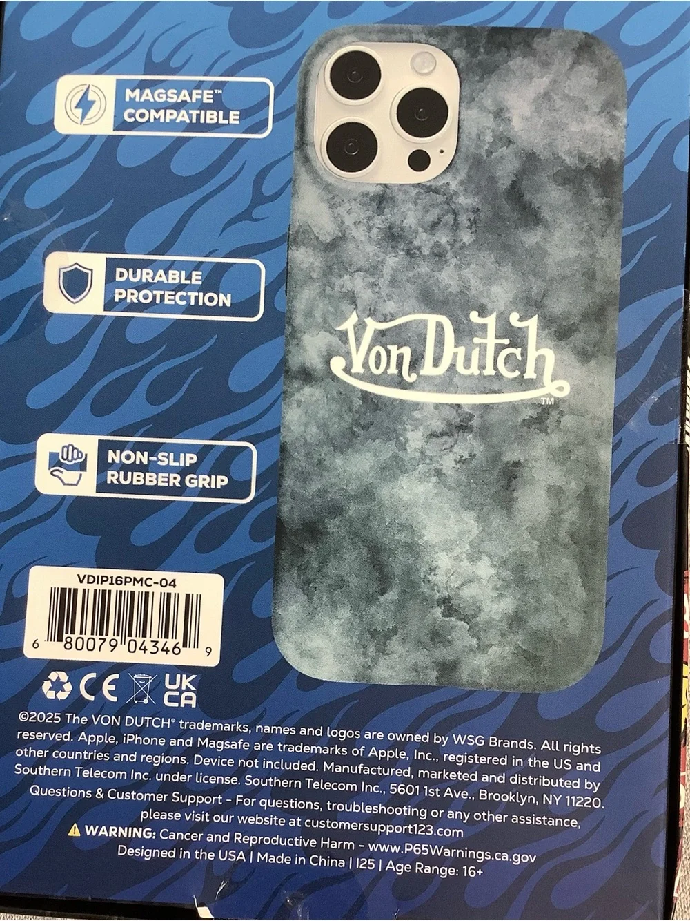 Von Dutch Gray Marble iPhone 16 Pro Max Case